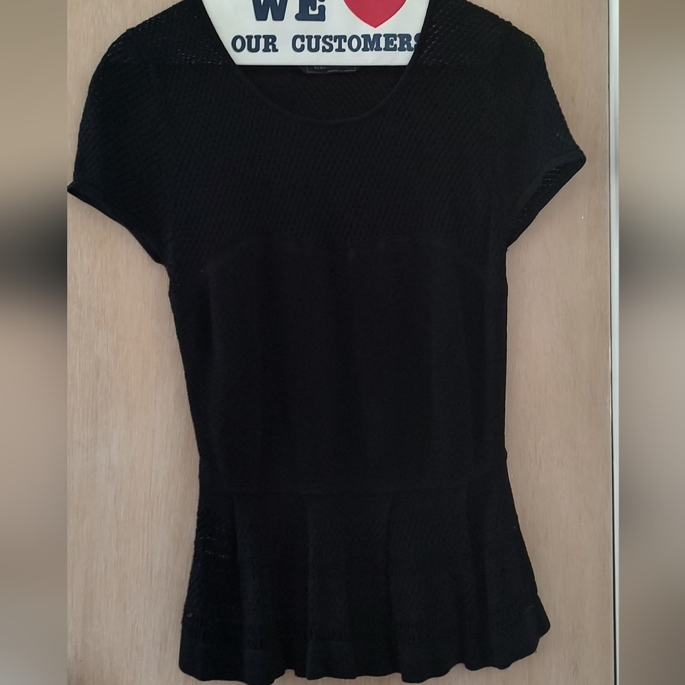2/$10: BCBG Silk knit crochet "Emily" peplum top - Picture 3 of 13